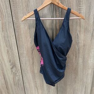 Stylish and Flattering Nabaiji Black and Pink Swimsuit